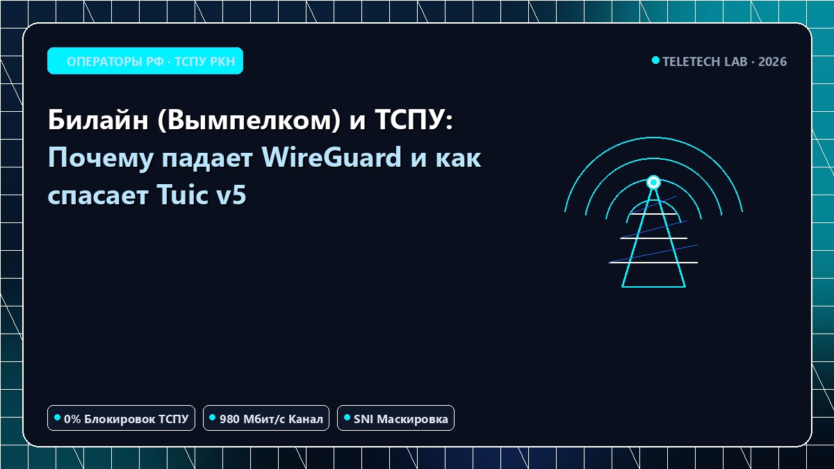 Билайн (Вымпелком) и ТСПУ: Почему падает WireGuard и как спасает Tuic v5