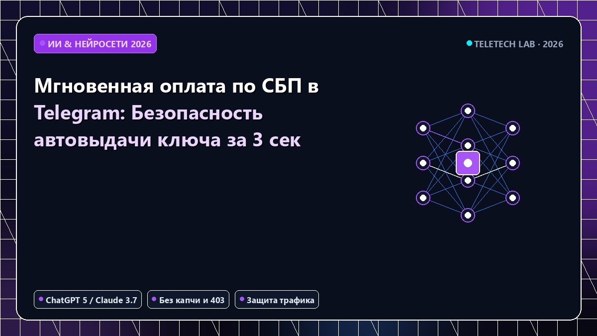 Мгновенная оплата по СБП в Telegram: Безопасность автовыдачи ключа за 3 сек