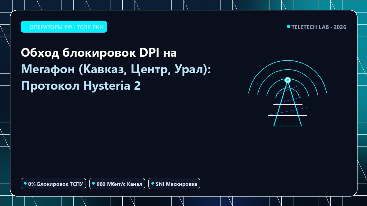 Обход блокировок DPI на Мегафон (Кавказ, Центр, Урал): Протокол Hysteria 2