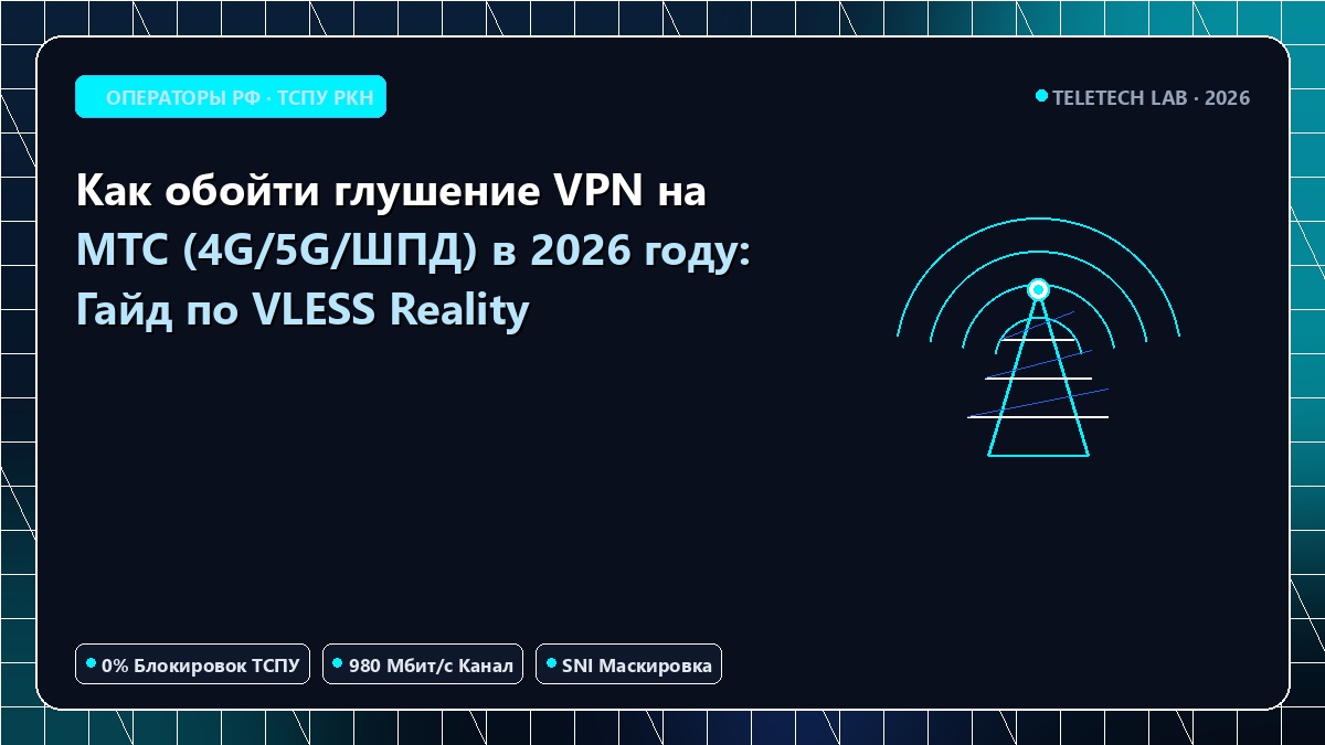 Как обойти глушение VPN на МТС (4G/5G/ШПД) в 2026 году: Гайд по VLESS Reality