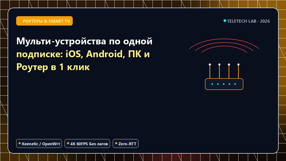 Мульти-устройства по одной подписке: iOS, Android, ПК и Роутер в 1 клик
