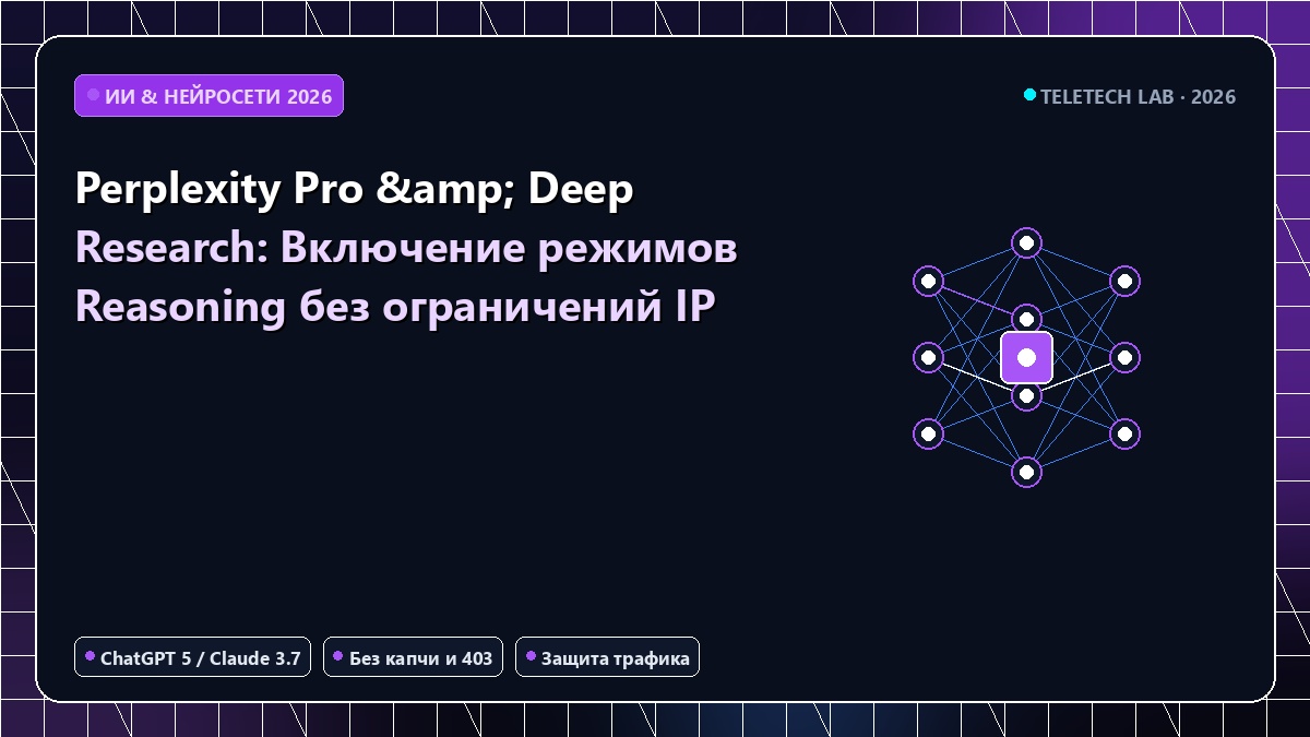 Perplexity Pro & Deep Research: Включение режимов Reasoning без ограничений IP