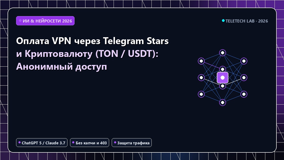 Оплата VPN через Telegram Stars и Криптовалюту (TON / USDT): Анонимный доступ