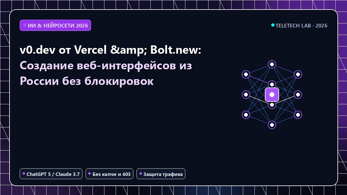 v0.dev от Vercel & Bolt.new: Создание веб-интерфейсов из России без блокировок